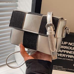 Fashion <b>patchwork</b> women's <b>bag</b>, denim and leather combination style - Product Image 4