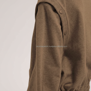 Sweat à capuche court de haute qualité en coton mélangé rose Sweats à capuche et sweat-shirts personnalisés et bon marché pour femmes - Product Image 1