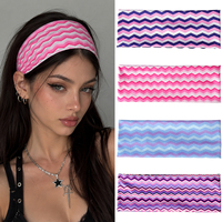 Bandeau élastique à rayures ondulées pour femme, idéal pour le sport, la gym, le yoga, style Y2K, pour le maquillage quotidien et la décoration de coiffure mignonne