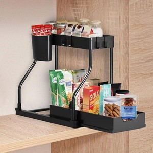 Étagère de rangement multi-niveaux pour évier, organiseur de cuisine et salle de bain, en matériau PP, design minimaliste avec plateaux et porte-gobelets - Product Image 3