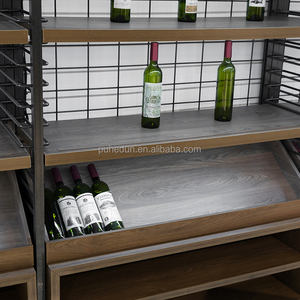 Supermarkt Bestseller Lichte Houten Metalen Wijnkast Display Rack Hot Selling Wijnfles Stand - Product Image 3