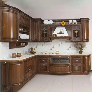 Module gratuit 3D personnalisé de haute technicité couleur personnalisée design simple armoire de cuisine en bois de cerisier massif