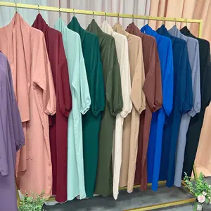 Women's Modest Simple Floral Kaftan Islamic Clothing Abaya Muslim Dresses Wholesale from Dubai Turkey Seamless Design