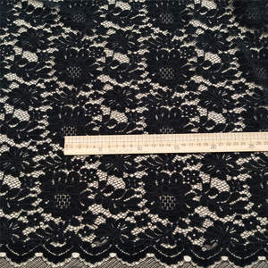 ผ้าลูกไม้ฝรั่งเศสสีดำ ผ้าถักลายดอกไม้หรูหราแบบดั้งเดิม วินเทจ ผ้าลูกไม้ไนลอน - Product Image 6