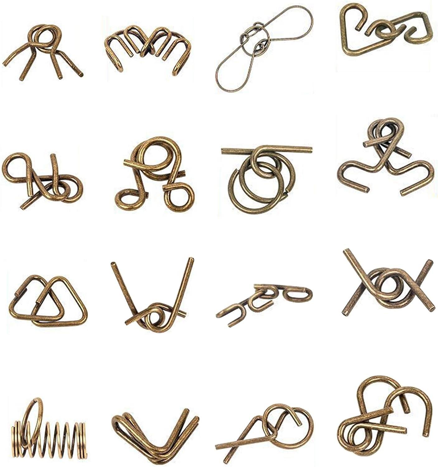 C02357 16 Pieces Test Mind Game Toys Toys Brain Teaser Metal Wire Puzzles  Magic Trick Toy Metal Puzzle for Party Favor| Alibaba.com, image size:1407x1500