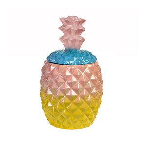 wholesale ceramic fancy gift crafts pineapple storage jar custom handmade logo cookie jar