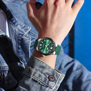 Montres CURREN 8465 vertes pour hommes, étanches, bracelet en silicone, montres sport à quartz, Reloj, bracelet de mode, montres de luxe pour homme - Product Image 6