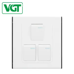 VGT High Quality 220-250V 10A PC Panel Electrical 3 Gang 1 Way Wall Switch for Home