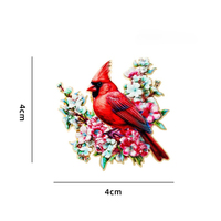 Épingles en émail d'oiseau cardinal du Nord rouge floral
