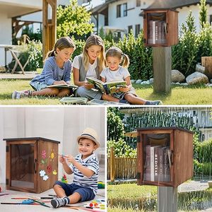 En gros Petite Bibliothèque <span class=keywords><strong>Armoire</strong></span> En Bois Étanche En Plein Air DIY Livre Boîte pour Partager Des Livres Hangars & Stockage - Product Image 3