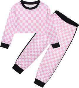 Vêtements à carreaux pour filles de 10 ans, ensemble 2 pièces, haut court + pantalon, 18 mois - 14 ans, enfants - Product Image 3