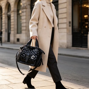 Sac à bandoulière pour femme à paillettes, grande capacité, sac de voyage, sac fourre-tout, sac de moto en cuir personnalisé, sac à main scintillant pour femme - Product Image 1