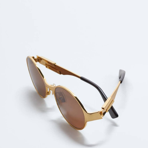 Gafas de Sol Bottega BV Vintage Ovaladas de Metal Dorado con Lentes Marrones, Protección UV, Gafas de Moda para Uso Diario, Veneta - Product Image 4