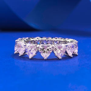 Desainer baru 925 perak murni Tak Terbatas 5x5mm cincin zirkonia kubik bentuk hati cincin janji pertunangan untuk wanita - Product Image 4