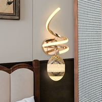 Lámpara de Pared Moderna en Espiral para Interiores, Decorativa, para Pasillo, Entrada, Dormitorio, Negra