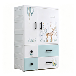 Armoire de rangement pour bébé en plastique 67x38x105cm, armoire de rangement pour enfants avec tiroirs et barre de suspension pour la chambre à coucher - Product Image 1