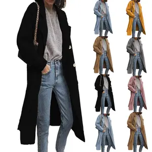 网上折扣工厂出售冬季女装长大衣双排扣加大码夹克和外套