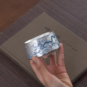 Tasse Maîtresse en Céramique Puyu Plaquée Argent Motif Dragon, Ensemble de Thé Kung Fu en Porcelaine, Coffret Cadeau Personnel - Product Image 5