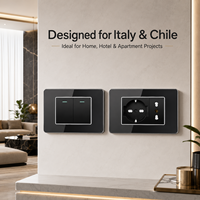 Prise murale intelligente USB Type-C en verre trempé noir, charge rapide 16A, SDK, prises Schuko, TV, ordinateur, CAT 110-240V