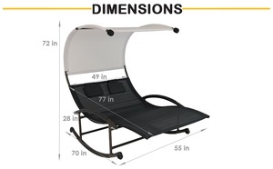 Chaise longue portable pour patio Chaise longue <span class=keywords><strong>à</strong></span> <span class=keywords><strong>bascule</strong></span> <span class=keywords><strong>double</strong></span> pour extérieur avec auvent - Product Image 5