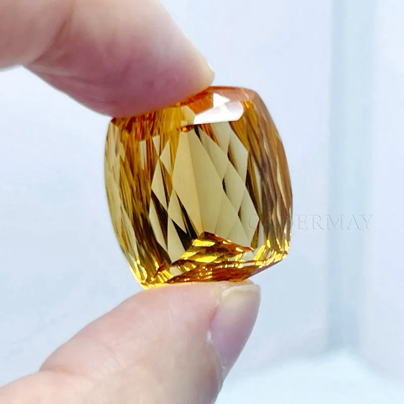 Polierter facettierter Edelstein Goldgelb Natürlicher Citrin kristall Längliches Kissen Brillant geschnittenes Citrin für Anhängers chmuck