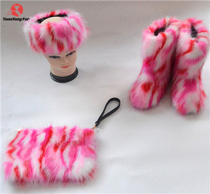<span class=keywords><strong>Botas</strong></span> de nieve de piel de zorro de imitación para niños, cubiertas de zapatos para niños y niñas, pañuelos de <span class=keywords><strong>pelo</strong></span> para sombreros y bolsos - Product Image 3