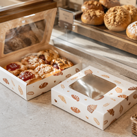 Boîte d'emballage pour boulangerie avec fenêtre, en carton recyclable, pour desserts, emballage de vente au détail, commandes en gros pour boulangeries.