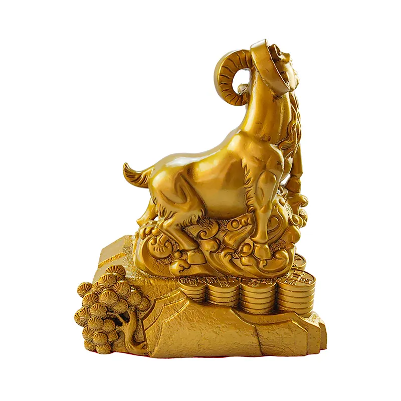 Fábrica design personalizado chinês tradicional bronze arte mesa decoração superior ouro cabra ornamentos metal arte escultura artesanato