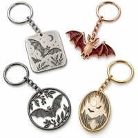 Porte-clés en métal personnalisé avec breloque chat, chauve-souris et lune, logo sur mesure, vente directe usine, fabricant de cadeaux en gros