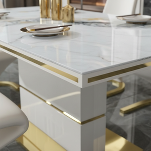 Bộ bàn ăn hiện đại phong cách Bắc Âu bằng đá cẩm thạch và 6 ghế -- Nội thất gia đình sang trọng, tiết kiệm không gian, phù hợp với phòng ăn thanh lịch - Product Image 6