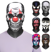 Masque intégral d'Halloween effrayant, squelette, fantôme, crâne, cagoule noire, pour moto, cyclisme, costume en tissu courant, unisexe