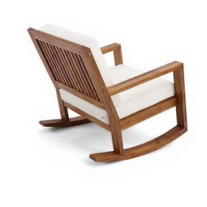 Chaise d'extérieur minimaliste en bois avec siège rembourré pour balcons et jardins modernes – Distribution au détail - Product Image 1
