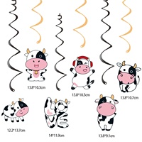 Décorations de fête d'anniversaire pour enfants sur le thème de la ferme, vache rose, guirlande en papier à tirer, décoration de gâteau, guirlande spirale