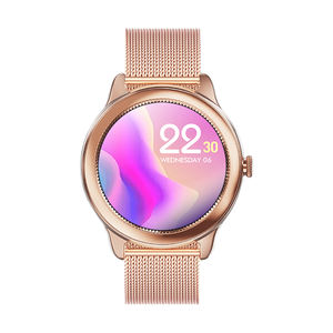 Montre connectée pour filles avec bracelet doré, écran tactile rond de 1,09 pouces, sécurité par mot de passe, montre à porter au quotidien - Product Image 4