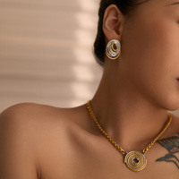 Boucles d'oreilles uniques en acier inoxydable plaqué or 18 carats PVD, style bohème vintage, motif vortex, tendance INS hiver 2027 Dazan New Wave, cadeau de Noël