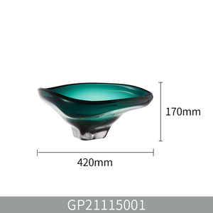 Vaisselle multifonctionnelle pour la maison, plateau à fruits en verre soufflé à la main vert émeraude, centre <span class=keywords><strong>de</strong></span> table <span class=keywords><strong>de</strong></span> luxe pour villa - Product Image 2