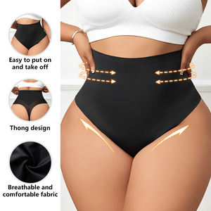 Culotte gainante taille haute sans couture en jersey tissé couleur unie pour femme, couvrance intégrale, rehausseur de hanches, contrôle <span class=keywords><strong>du</strong></span> ventre, effet push-up fessier - Product Image 4