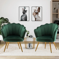 Fauteuil d'appoint vert au design moderne nordique personnalisé, fauteuil en velours à pétales de fleurs