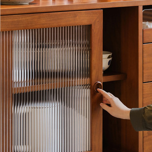 Solid Wood <b>Sideboard</b> Retro Style Wall Mounted Tall Cabinet Nordic Japanese Vintage Wine Storage Tea Cabinet <b>Kitchen</b> Dining Room - Product Image 4