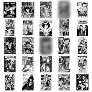 50pcs personnalisé personnalisé décoratif noir et blanc japonais <span class=keywords><strong>Manga</strong></span> affiche autocollants pour murs et consoles de jeu - Product Image 3