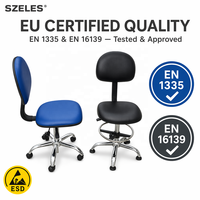 Chaise de laboratoire ESD antistatique en cuir PU avec repose-pieds pour poste de travail de ligne de production SMT – Vente en gros usine