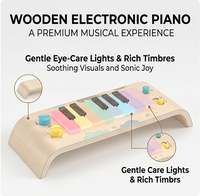 Guitare électrique en bois naturel pour enfants, instrument de musique de simulation, jouet rechargeable avec batterie, cadeau, planche d'activités avec lumière et son
