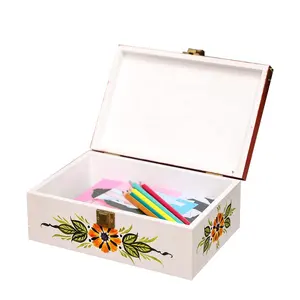 Factory wholesale luxury rose flower packaging gift box mom flower boxes for bouquets white painted wood stash box