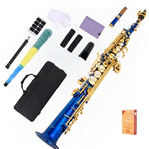Saxofón Soprano Negro Dorado en Si bemol, Tubo Recto, Varios Colores Opcionales, Instrumentos de Viento - Product Image 6