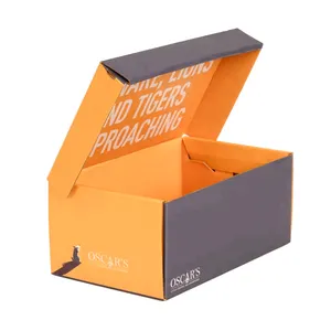 Custom design Kraft Corrugated Cardboard Sports Shoe slipper packaging box shoes packaging paper shipping boxes for shoes