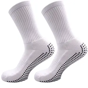 2024 HJ cotone Spandex Custom Logo equipaggio calze sportive antiscivolo equipaggio caviglia uomo bianco impugnatura calzini calcio