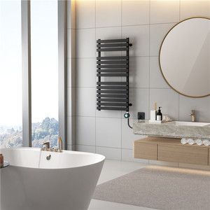 Sèche-serviettes électrique élégant noir à tube <span class=keywords><strong>plat</strong></span> pour salle de bain - Product Image 5