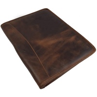 Bourbon de cuero marrón cartera profesional carpeta organizador Padfolio A4 escritura pluma y titular de la tarjeta hecha a mano