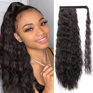 Synthétique 55cm Long Ondulé Queue De <span class=keywords><strong>Cheval</strong></span> Clip dans Les Extensions De Cheveux Enrouler Autour De Maïs Ondulé Queue De <span class=keywords><strong>Cheval</strong></span> Postiche Morceau De Cheveux pour Les Femmes - Product Image 1