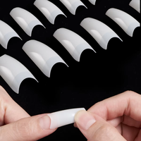Boîte de 500 faux ongles naturels de haute qualité, demi-couverture, style Cowboy Armor, sans courbe en C, ongles artificiels droits, pointe française